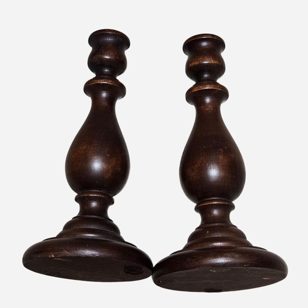 vintage whimsigoth witchy dark brown wooden candle holders